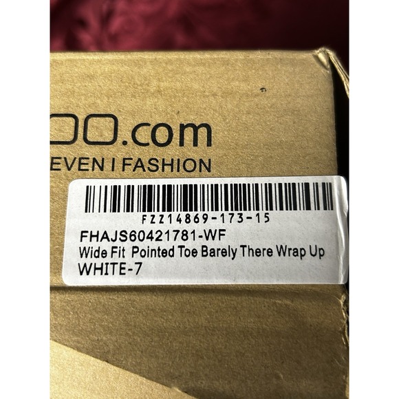 Boohoo Wide Fit Pointed Toe Barely There White Wrap Up Shoes Size 7 - NIB - Picture 8 of 9